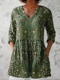 Sophia | Vintage-Blüten V-Ausschnitt-Bluse