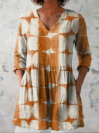 Ella | Geometrisches Muster V-Ausschnitt-Bluse