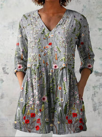 Ava | Heritage-Blüten V-Ausschnitt-Bluse