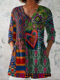 Mia | Boho-Blumenmuster V-Ausschnitt-Bluse