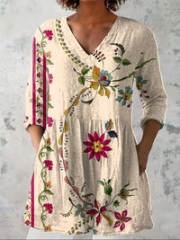 Natalie | Boho-Blüten V-Ausschnitt-Bluse