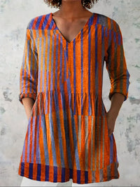 Layla | Colourblock-Streifen V-Ausschnitt-Bluse