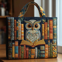 Minerva | Gesteppte Tasche mit Eule und Büchern