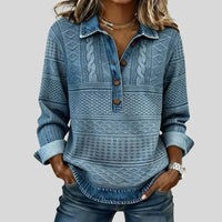 Valeria | Vintage-Pullover mit Zopfmuster und Jeanskragen