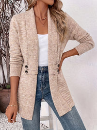 Amalie | Rippstrick-Cardigan mit Knopfriegel in Haferbeige