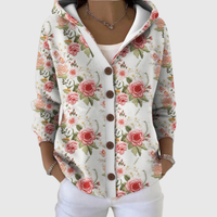 Zita | Strickjacke mit Kapuze und Rosenmuster