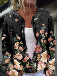 Lisette | Blumen-Cardigan mit Knopfleiste