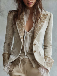 Melisande | Eleganter Blazer mit Goldstickerei