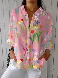 Lynda | Florale Bluse in zartem Rosa
