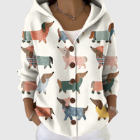 Ersilia | Strickjacke mit Kapuze und Dackel-Print