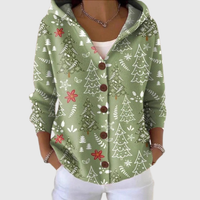 Concetta | Strickjacke mit Kapuze und Tannenwald-Print