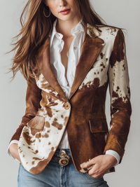 Felicitas | Vintage-Blazer mit Kuhfell-Druck in Braun
