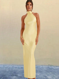 Zeynep | Satin-Maxikleid mit Neckholder