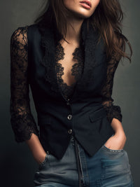Eleonore | Blazer-Top mit halbtransparenten Ärmeln