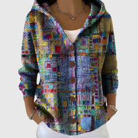 Ludovica | Strickjacke mit Kapuze und Mosaik-Print