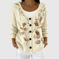 Speranza | Strickjacke mit Blättermuster in Creme