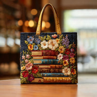 Florentina | Gesteppte Tasche mit Büchern und Blumen
