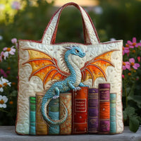 Smeralda | Gesteppte Tasche mit Drache und Büchern