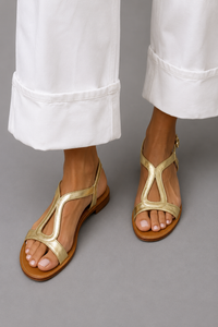 Doralia | Goldene Slingback-Sandalen mit Cut-out