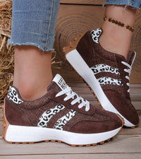 Leonora | Retro-Sneaker in Braun mit Leopardenstreifen
