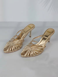 Aurabella | Goldene Sandalen mit Absatz