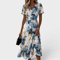 Doriane | Midikleid in Wickeloptik mit Aquarell-Blumendruck