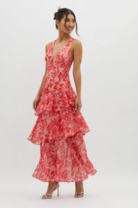 Lisa | Florales Volant-Maxikleid