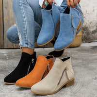 Liesl | Velours-Stiefeletten mit Blockabsatz