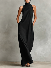 Liliane | Ärmelloses Säulen-Maxikleid mit hohem Ausschnitt