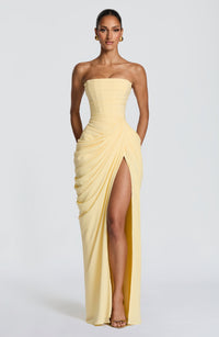 Hannah | Drapiertes Maxikleid mit hohem Schlitz