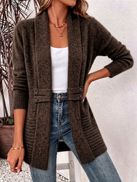 Hortense | Weicher Rippstrick-Cardigan in Schokobraun