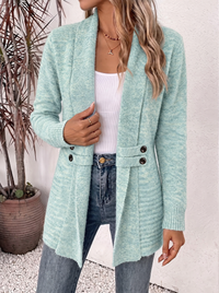 Clothilde | Rippstrick-Cardigan mit Schalkragen in Mintblau