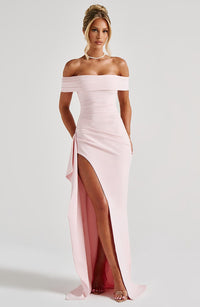 Kim | Off-Shoulder-Satin-Maxikleid