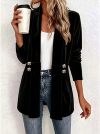 Isabelle | Taillierter Blazer mit Knopfriegel in Schwarz