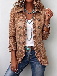 Noémie | Boho-Jacke mit Blumenmuster in Braun