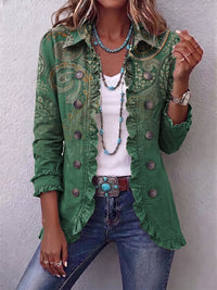 Cosette | Boho-Jacke mit Paisleymuster in Grün
