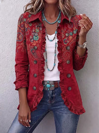 Charlotte | Boho-Jacke mit Paisleymuster in Rot
