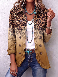 Paule | Leoparden-Blazer in Ocker mit Rüschen