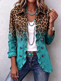 Flavia | Leo-Blazer mit Farbverlauf und Volants