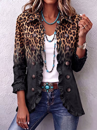 Valentine | Leoparden-Blazer in Anthrazit mit Rüschen