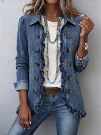 Frédérique | Jacke in Mittelblau mit Rüschen