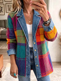Alma | Bunte Karo-Hemdjacke mit Jeansdetails