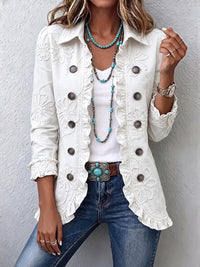 Camille | Boho-Chic-Jacke mit Blütenstickerei in Elfenbein
