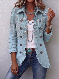 Émilie | Paisley-Jacke im Vintage-Look in Hellblau