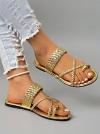 Venere | Geflochtene Sandalen mit goldenem Ring