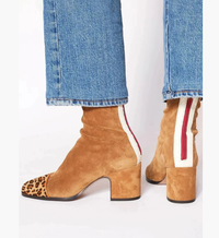 Olivane | Stiefeletten mit Kontrastnähten in Khaki