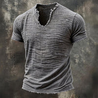 David | T-Shirt mit V-Ausschnitt und Vintage-Effekt